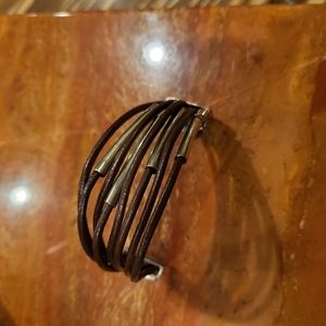 Zahario Bracelet "Stairs To Haven" Brown Leather and Sterling Silver